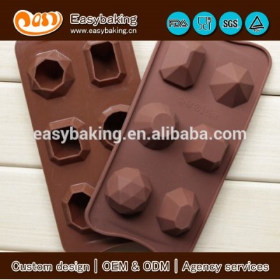 Hot selling 6 Cavities Diamonds Shaped Chocolate Silicone Mold